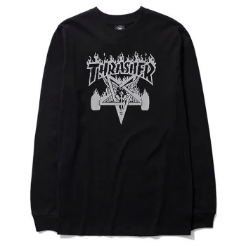 تی‌شرت آستین بلند مشکی Thrasher طرح Skate Goat Pentagram